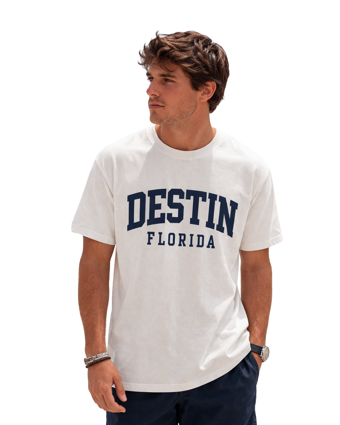 Destin, Fl City Name Design Men’s T-Shirt T-SHIRT alvinsisland.com S White