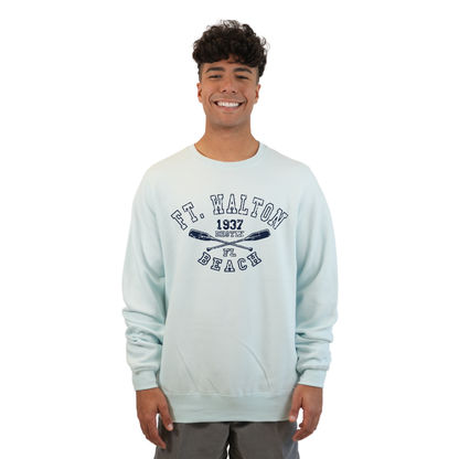 Ft. Walton Beach Fleece Crewneck Sweatshirt Men with Front Big Letters 1957 Design Style 067