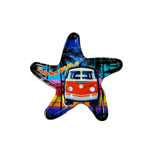 Santa Rosa Beach, Fl Colorfull Seastar Wood Magnet