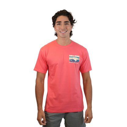 Marco Island Happiness Comes In Waves Combed/Cotton Unisex Diva Coral T-Shirt Style Cc1000