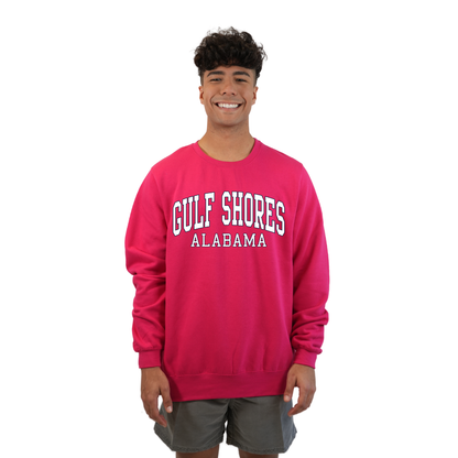 Gulf Shores Alabama Fleece Crewneck Sweatshirt Men with Big Front Letters Design Style 067