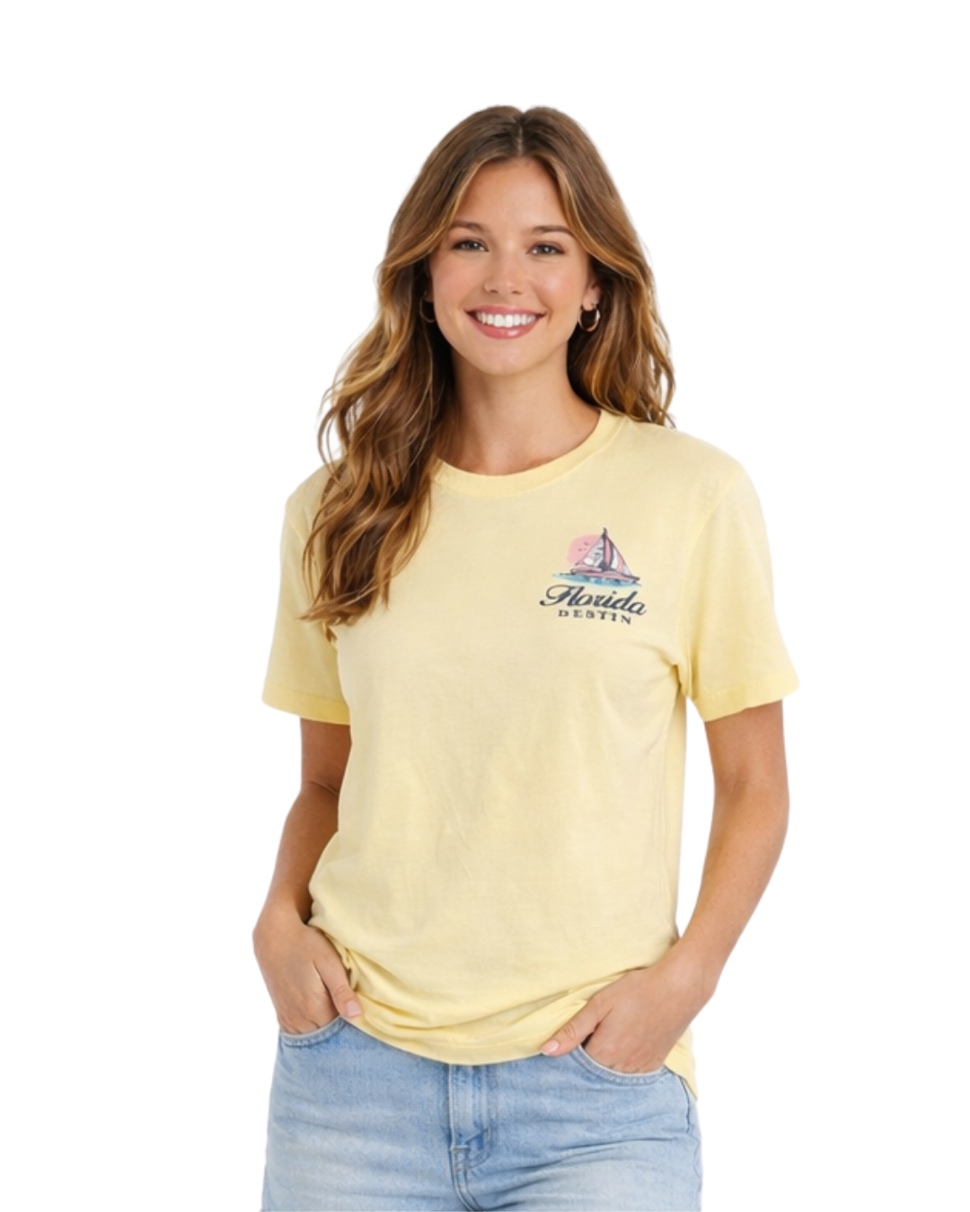 Destin, Fl Endless Waves Design Women’s T-Shirt T-SHIRT alvinsisland.com S Soft Yellow