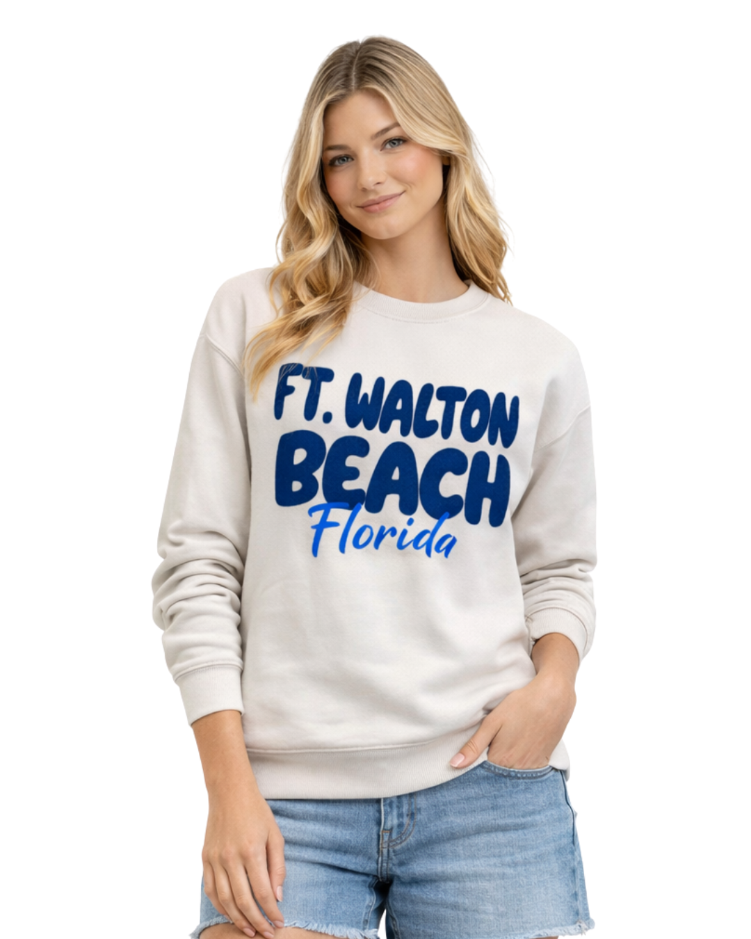 Ft. Walton Beach, Fl City Name Women Crewneck Style AI067C crewneck alvinsisland.com Oyster S