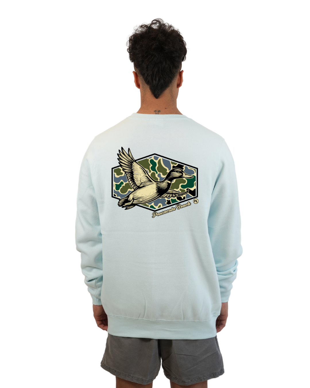 Pensacola Beach Duck Men Crewneck – Camouflage Edition