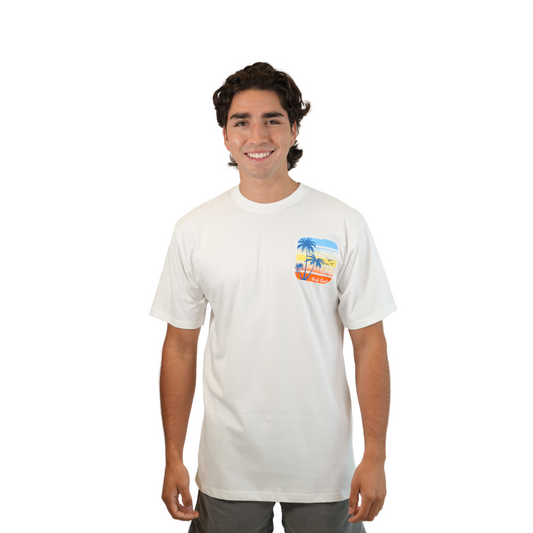 Marco Island 3 Palm Trees Gulf Coast Combed/Cotton Unisex White T-Shirt Style Cc1000