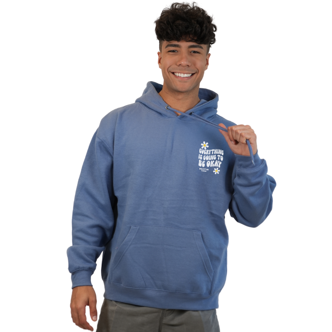 Destin Florida Pullover Hoodie Men with front "Everything is going to be Okay" design and the same back big design Styl 252