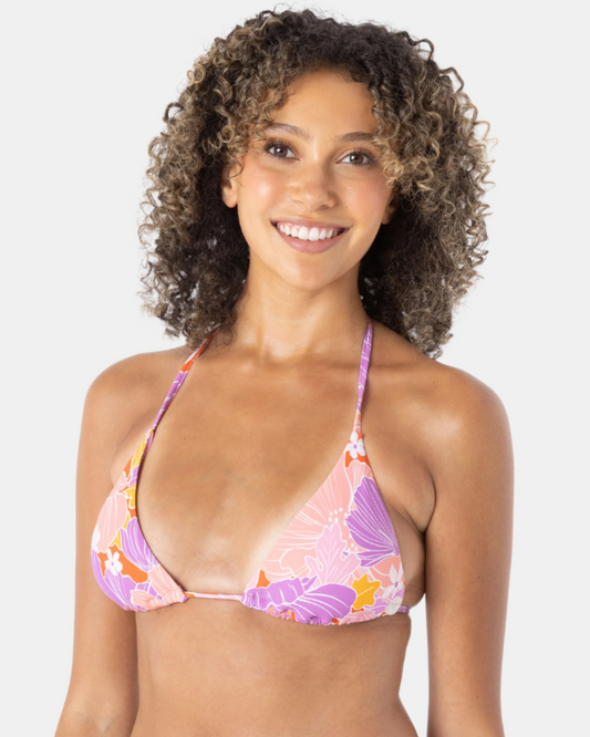 Roxy Women's Bell Bottom Blooms Tiki Tri Bikini Top LADIES SWIMWEAR Roxy L