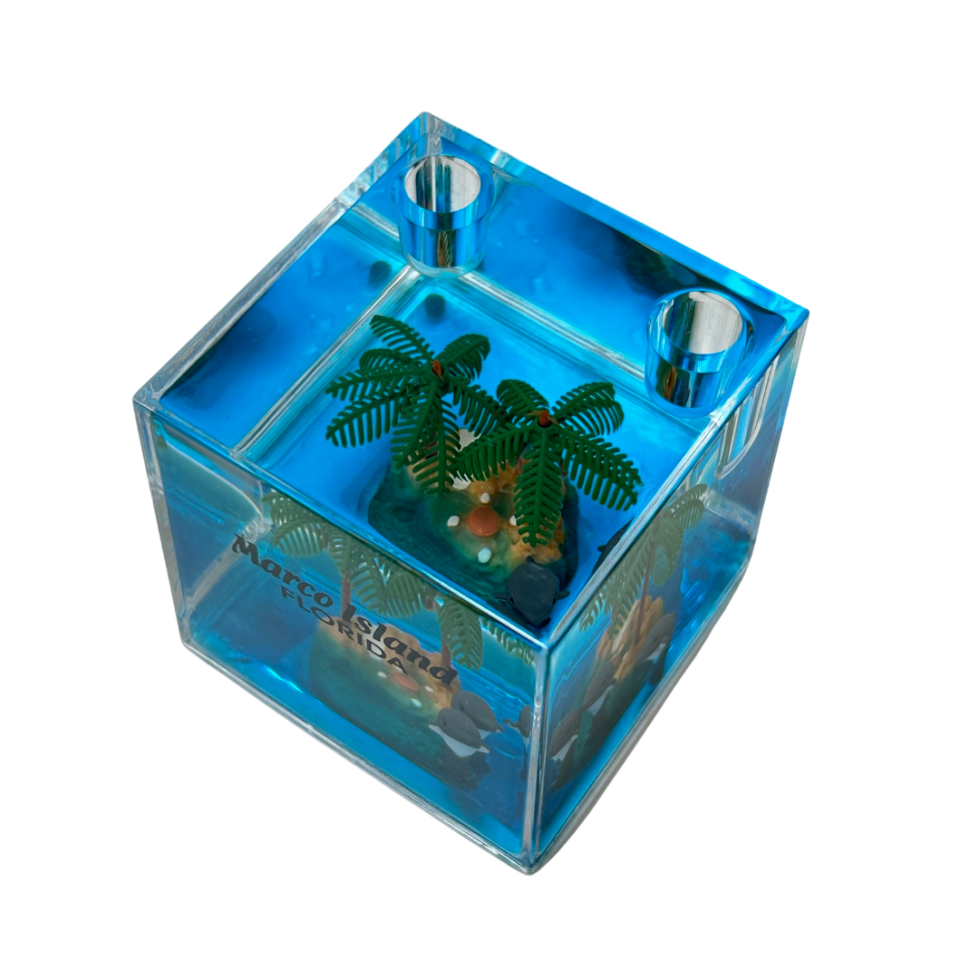 Marco Island Dolphins & Palms Trees Pen Holder Water Square Souvenirs