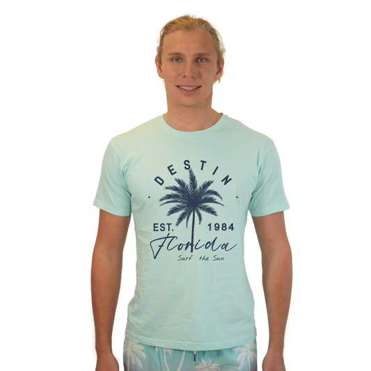 Destin Florida Combed Cotton Men T-Shirt with a Front Palm Tree Est. 1984 Design Style CC1000