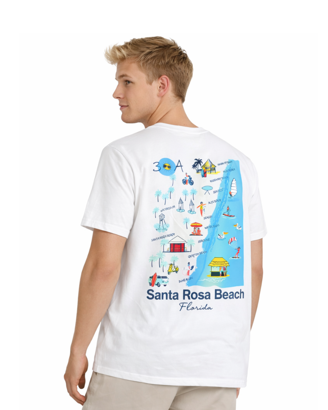 Santa Rosa Beach, Fl 30A Map Design Men’s T-Shirt T-SHIRT alvinsisland.com
