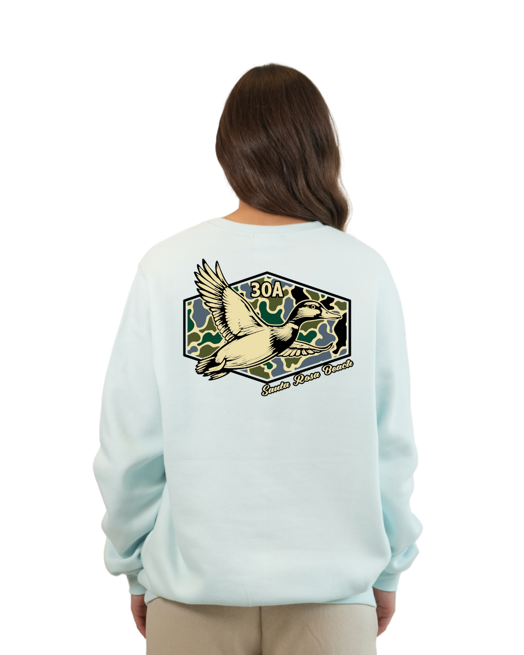 Santa Rosa Beach Duck Women Crewneck – Camouflage Edition