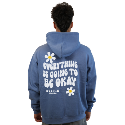 Destin Florida Pullover Hoodie Men with front "Everything is going to be Okay" design and the same back big design Styl 252