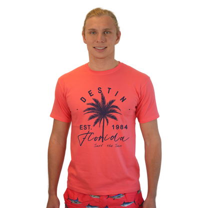 Destin Florida Combed Cotton Men T-Shirt with a Front Palm Tree Est. 1984 Design Style CC1000
