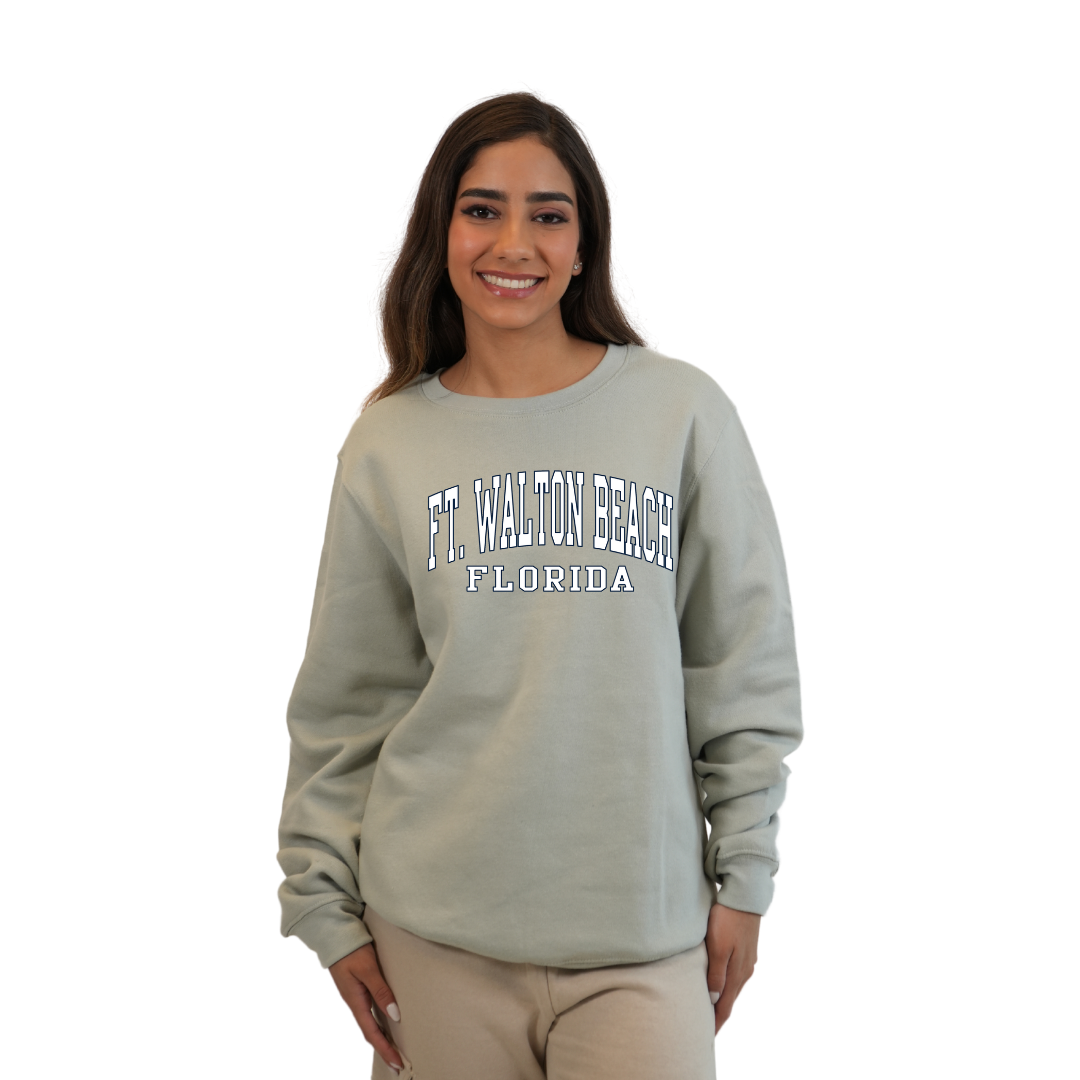 Ft. Walton Beach Fleece Crewneck Sweatshirt Women with a City Name Design Style 067