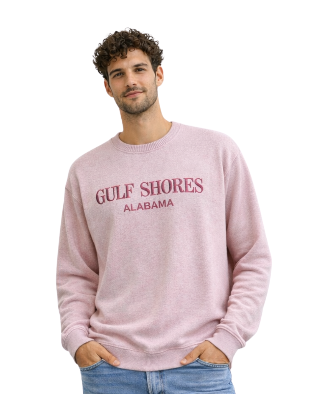 Gulf Shores, AL Nantucket Crewneck – Embroidered City Name Appliqué (Style AP267AI) crewneck alvinsisland.com Ice pink S