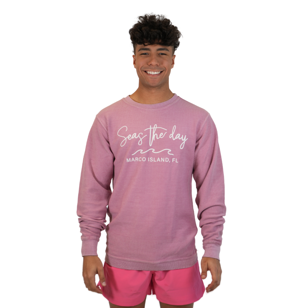 Marco Island Seas The Day Crewneck Sweater  Dusty Pink Style A500