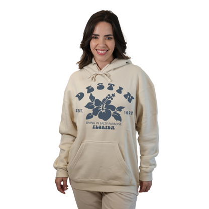 Destin Florida Pullover Hoodie Women with Big Front Hibiscus Flower Design Style 252