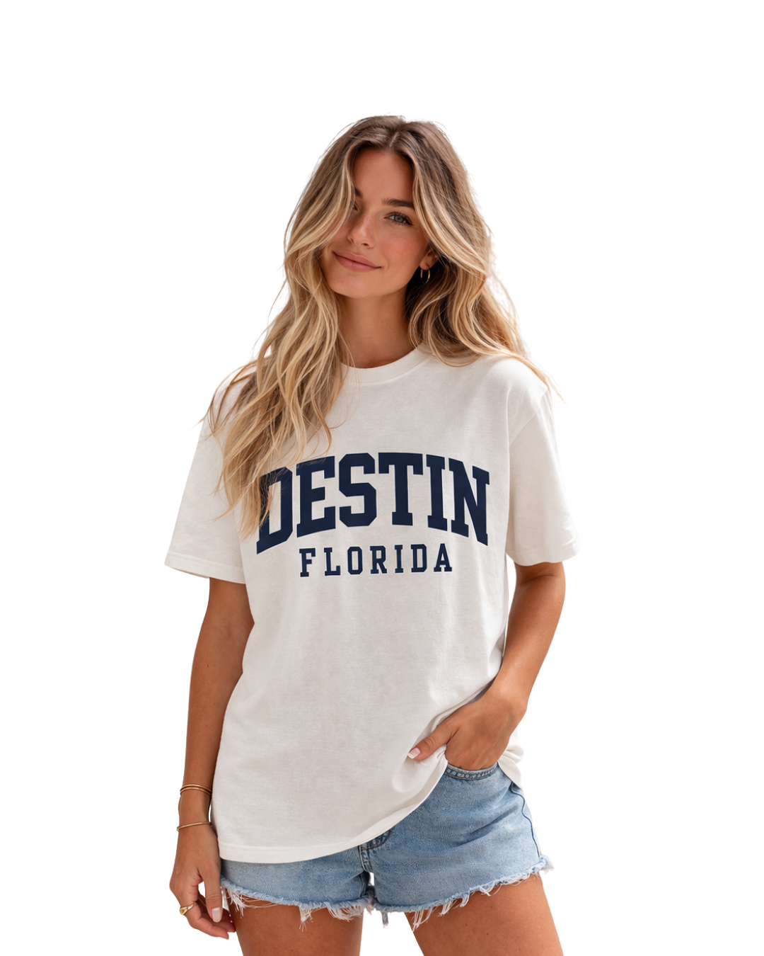 Destin, Fl City Name Design Women’s T-Shirt T-SHIRT alvinsisland.com S White