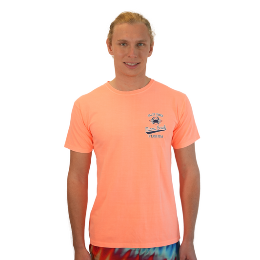 Miami Salty Vibes Crab Combed/Cotton Unisex Neon Punch T-Shirt Style Gd001