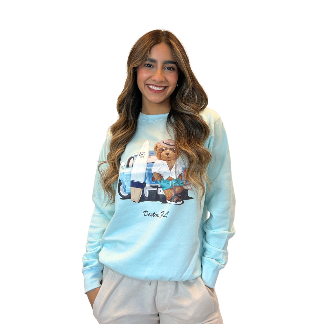 Destin Crewneck Sweatshirt Women with Teddy Bear Design Style 067