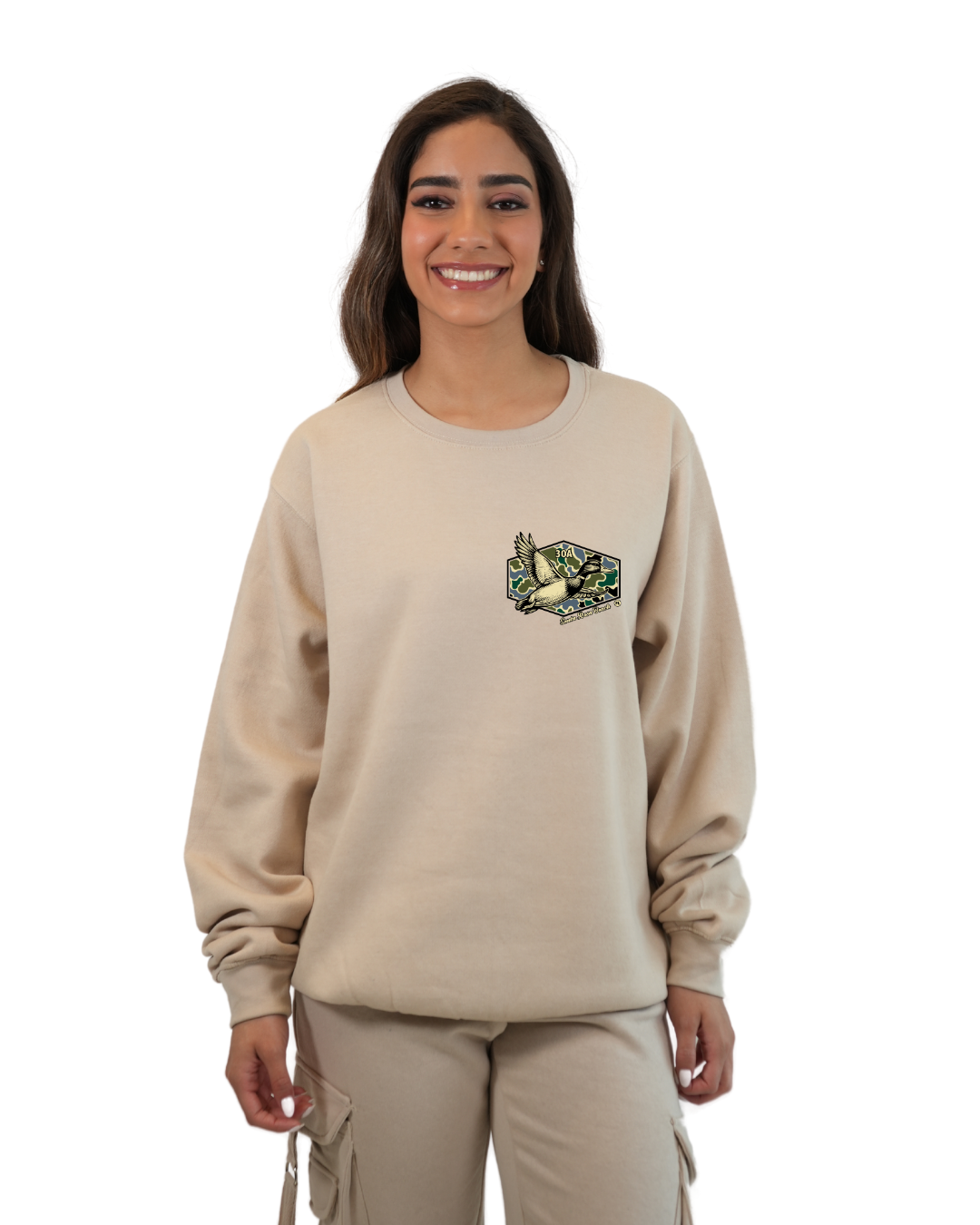 Santa Rosa Beach Duck Women Crewneck – Camouflage Edition