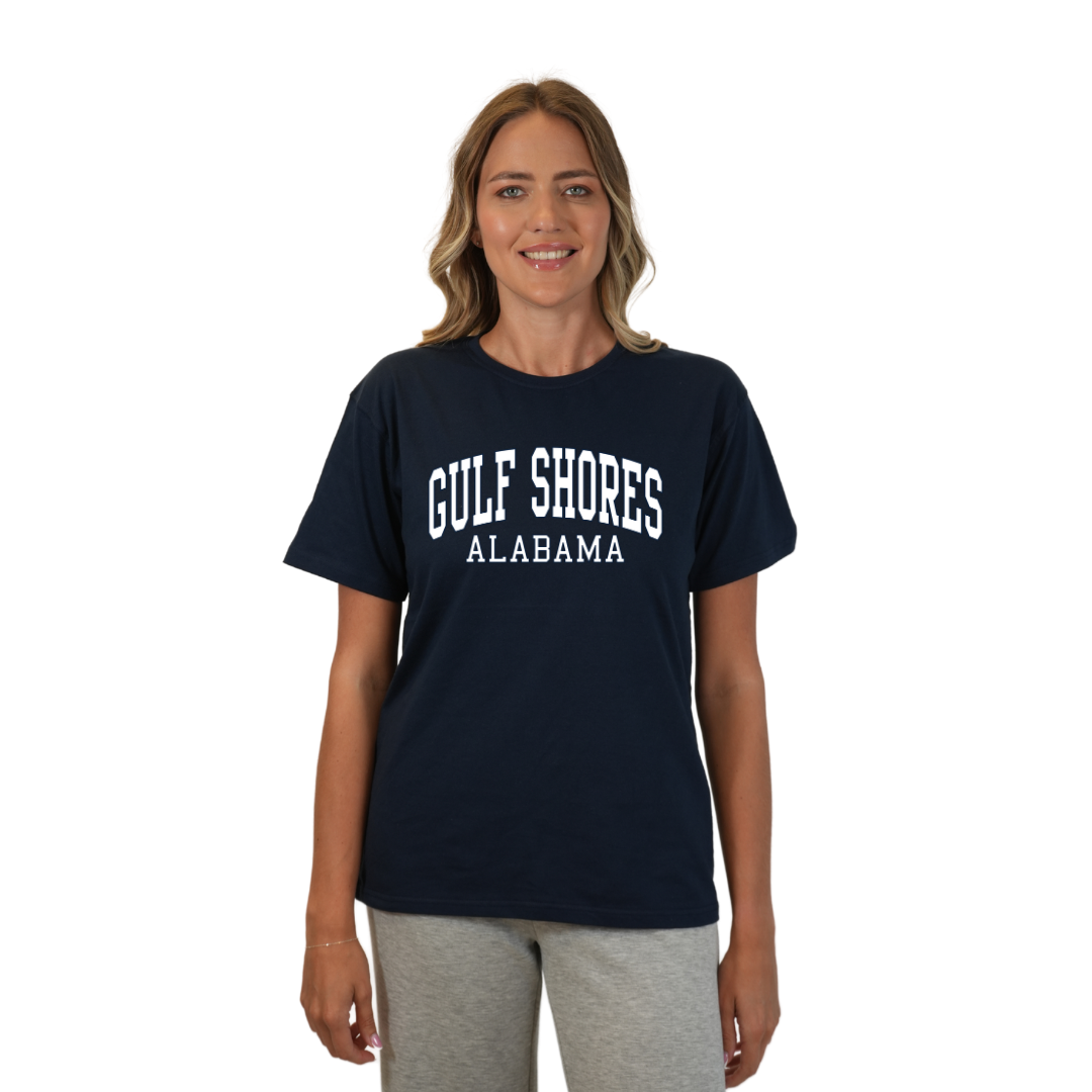 Gulf Shores Alabama Combed Cotton Women T-Shirt with White City Name Style CC1000