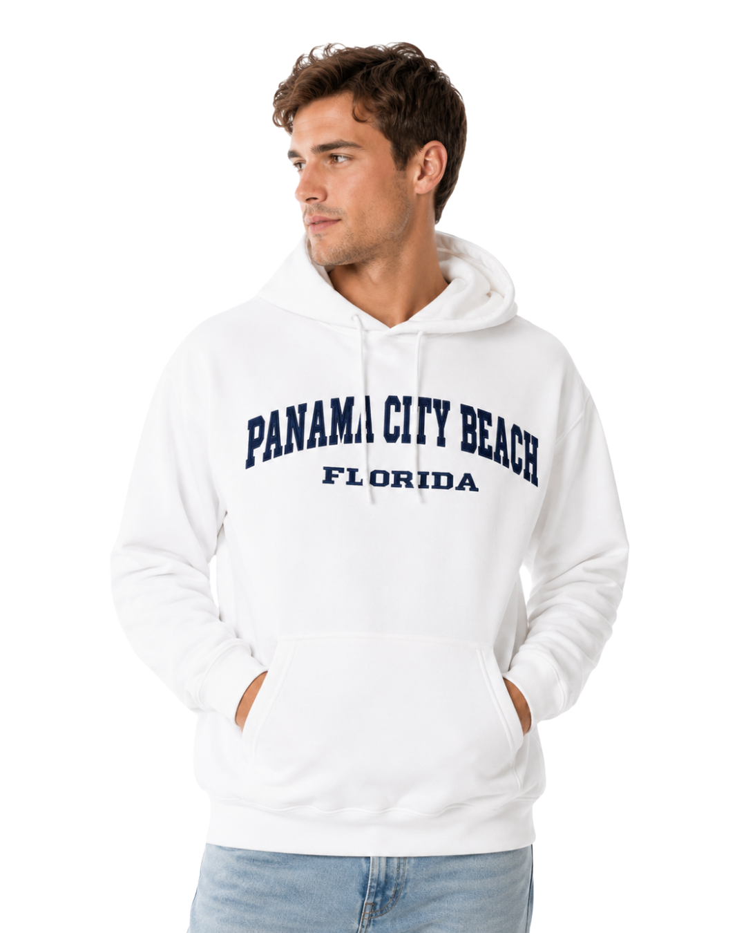 Panama City Beach, Hoodie Embroidered City Name Appliqué HOODIES alvinsisland.com White L