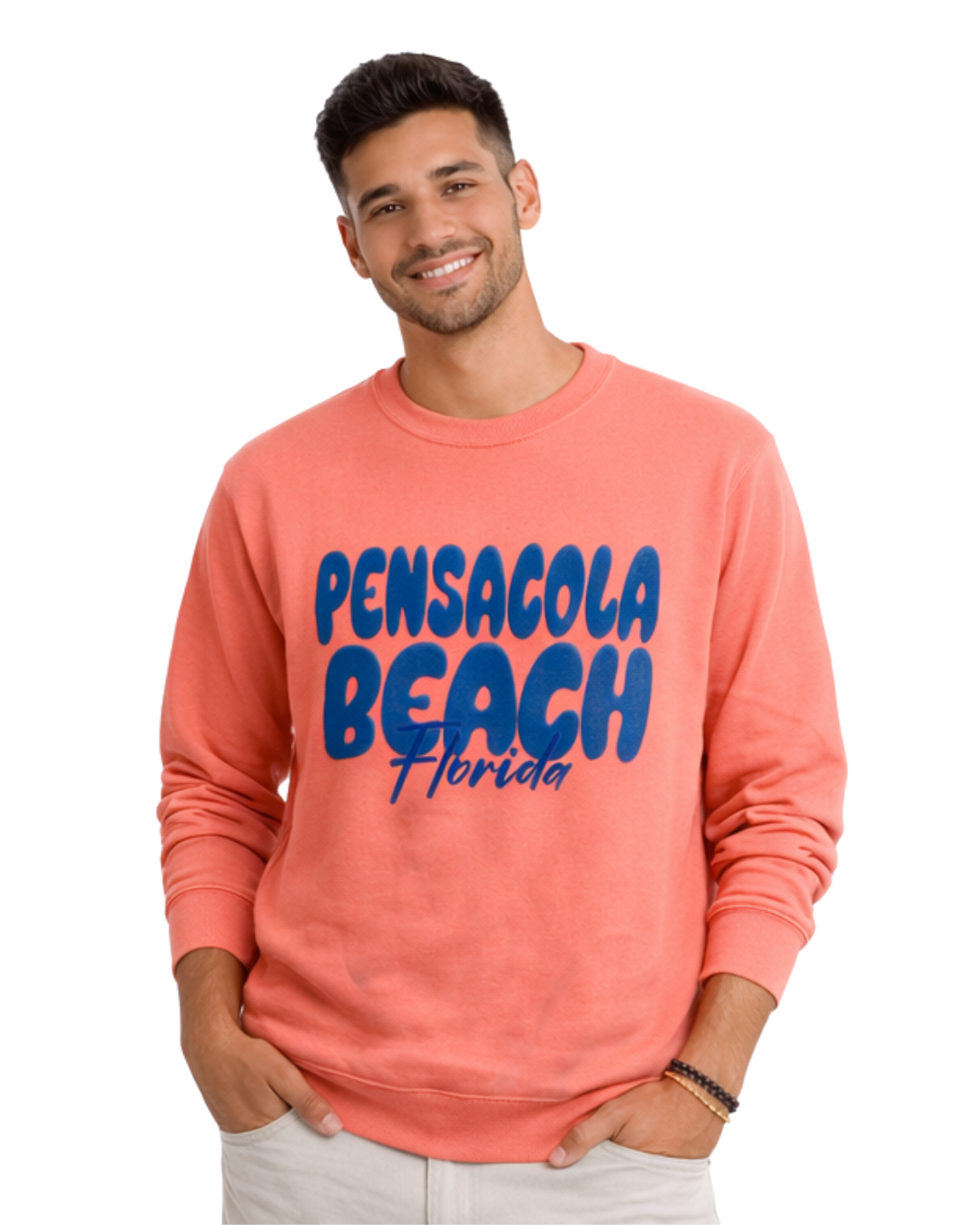 Pensacola Beach, Fl City Name Crewneck Style AI067C crewneck alvinsisland.com Neon Punch S