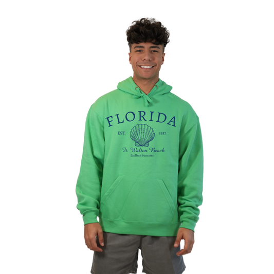 Ft. Walton Beach Pullover Hoodie Men with a Florida Shell Endless Summer Design Style 252