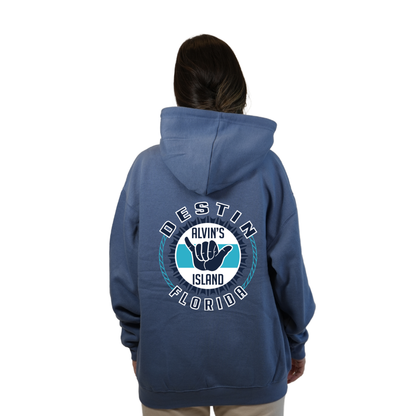 Destin Pullover Hoodie Women with Alvin's Island Hang Loose Front and Back Design Style 252