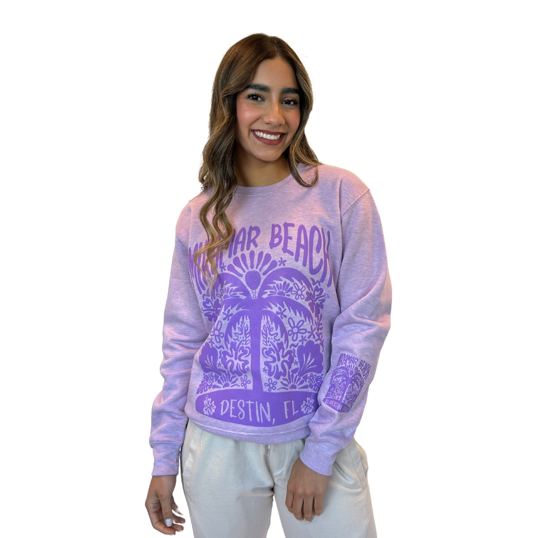 Miramar Beach with front Palm Tree Design Crewneck Women Style ML100