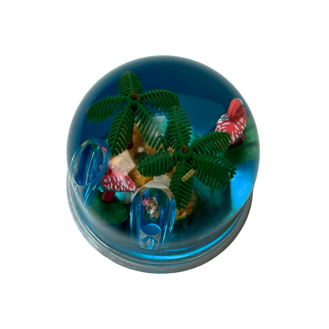 Marco Island Flamingo & Palms Trees Pen Holder Water Globe Souvenirs