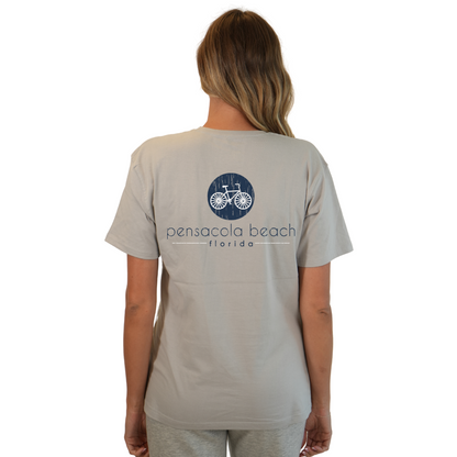 Pensacola Beach with front Bycicle pocket design and back big Bycicle Design T-Shirt Women Style CC1000