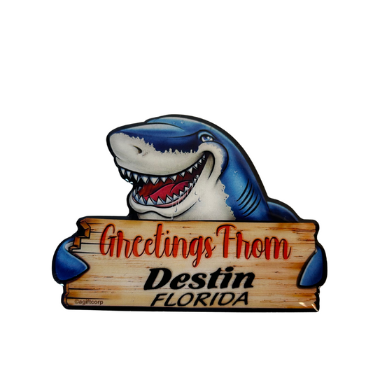 Destin Shark Greetings Mdf Magnet Wood