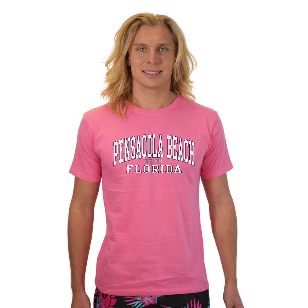 Pensacola Beach East 1683 Combed Cotton Men T-Shirt with a Front Design Style CC1000