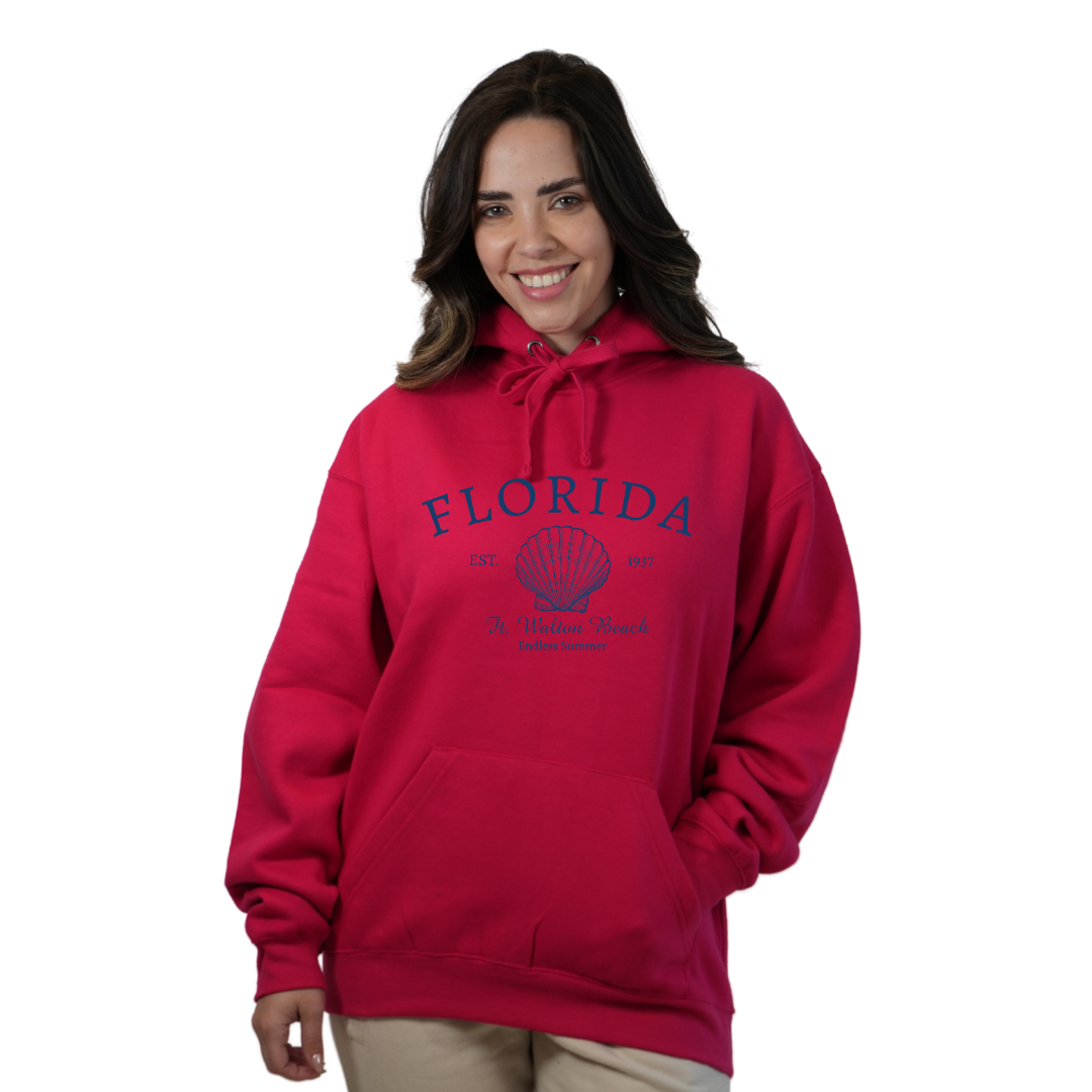 Ft. Walton Beach Pullover Hoodie Women with a Florida Shell Endless Summer Design Style 252