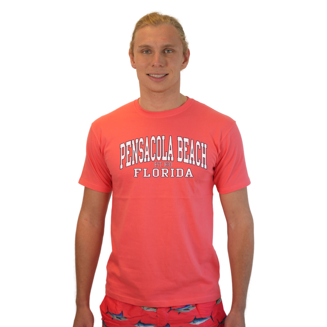 Pensacola Beach East 1683 Combed Cotton Men T-Shirt with a Front Design Style CC1000