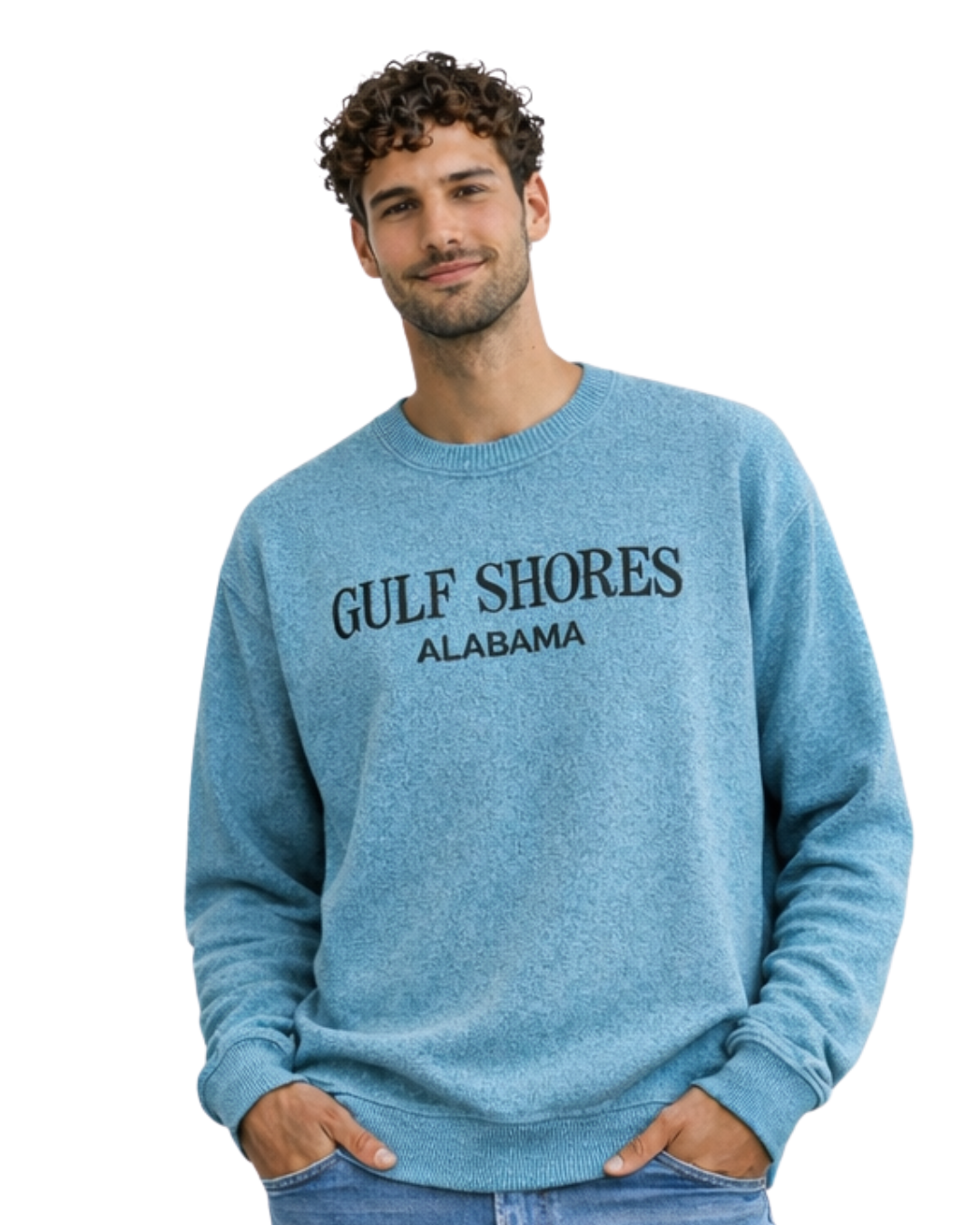 Gulf Shores, AL Nantucket Crewneck – Embroidered City Name Appliqué (Style AP267AI) crewneck alvinsisland.com Aqua S