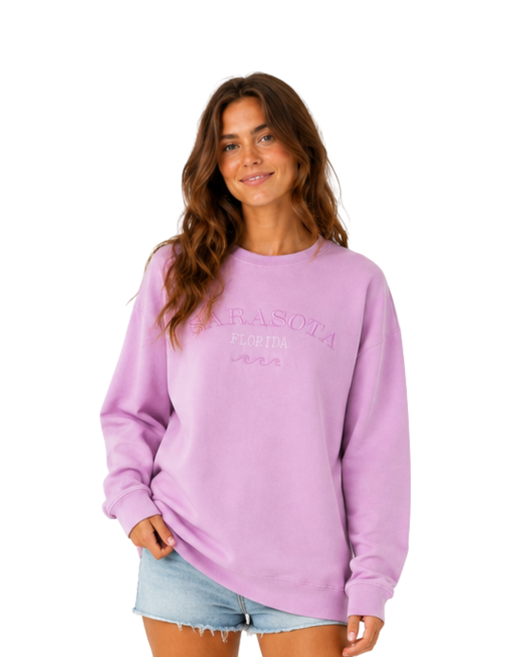 Sarasota, Fl Garment Dye Women Crewneck crewneck alvinsisland.com S Pink