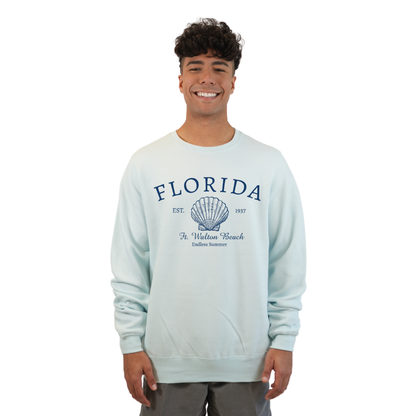 Ft. Walton Beach Fleece Crewneck Sweatshirt Men with a Florida Shell Endless Summer Design Style 067