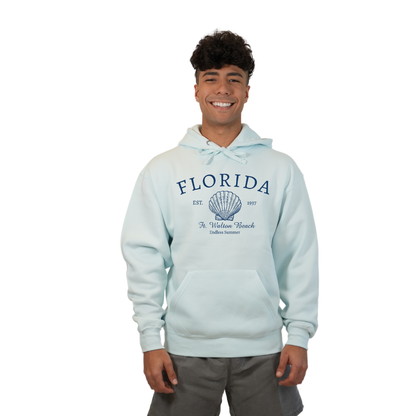 Ft. Walton Beach Pullover Hoodie Men with a Florida Shell Endless Summer Design Style 252