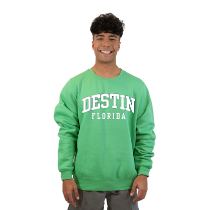 Destin Florida Fleece Crewneck Sweatshirt Men with a Destin City Name Design Style 067