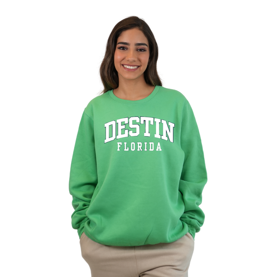 Destin Florida Fleece Crewneck Sweatshirt Women with a Destin City Name Design Style 067