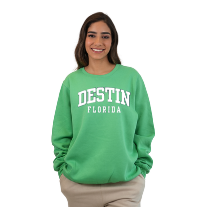 Destin Florida Fleece Crewneck Sweatshirt Women with a Destin City Name Design Style 067