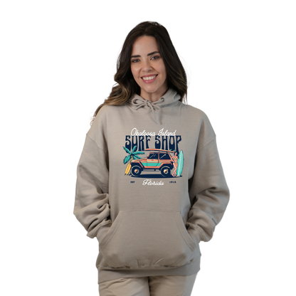 Okaloosa Island Hoodie Women  with Surf Shop Front Design Style 252