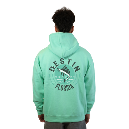 Destin Florida Pullover Hoodie Men with front Marlin Pocket design and the same back big design Style 252