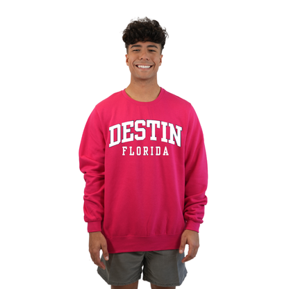 Destin Florida Fleece Crewneck Sweatshirt Men with a Destin City Name Design Style 067