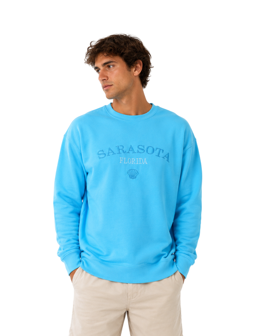 Sarasota, Fl Garment Dye Men Crewneck crewneck alvinsisland.com S Sky Blue