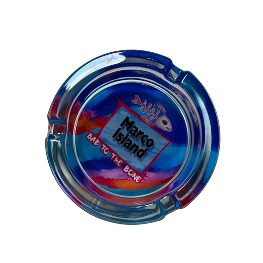 Marco island  Blue and Pink Ashtrays 3.5" Diameter Glass Round