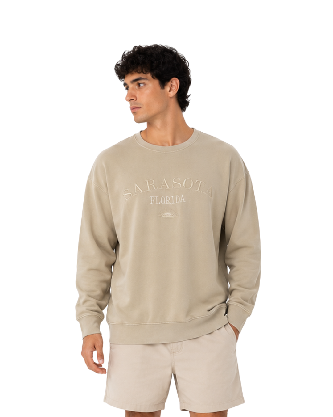 Sarasota, Fl Garment Dye Men Crewneck crewneck alvinsisland.com S Sand